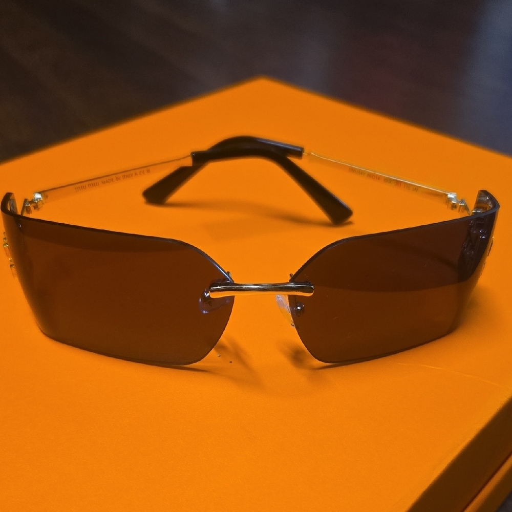 Miu Miu Black Shield Logo Sunglasses - Picture 2 of 6